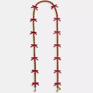 Coach Leather Chain Strap with Bows in Ruby and Gold ❤️ Red Like new!!